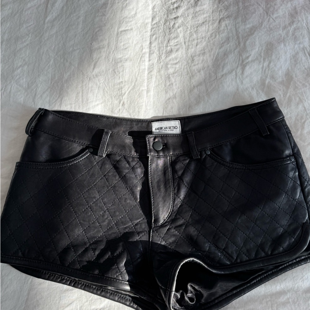 American Retro Quilted Black High Waist Shorts